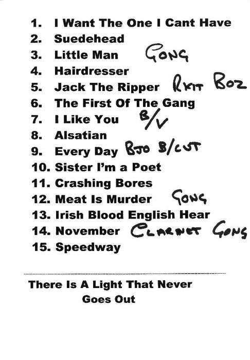 Malm setlist scan from helectric
